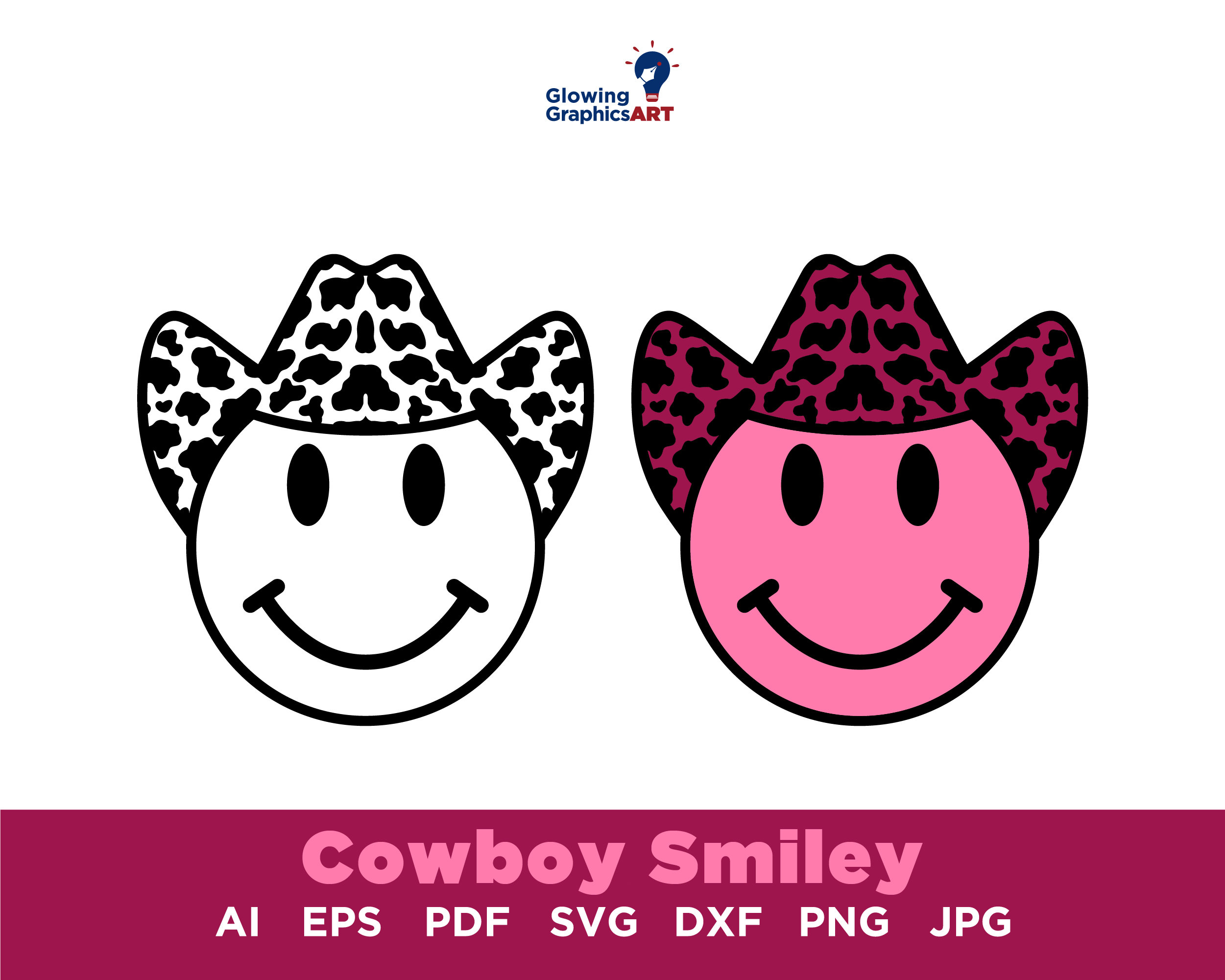 Cowboy Smiley Svg Smiley Face SVG Smiley Cow Print Hat PNG - Etsy Australia