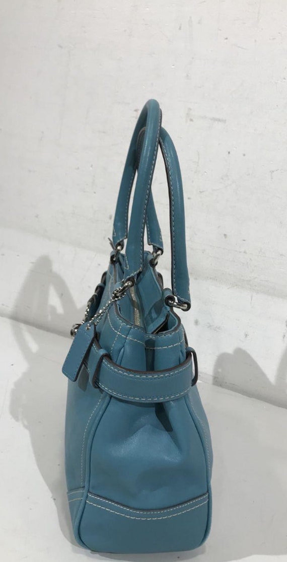 Coach Authentic Teal Leather Handbag - image 4