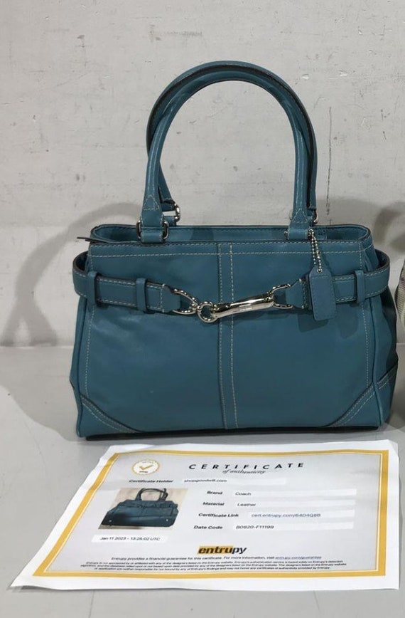 Coach Authentic Teal Leather Handbag - image 2