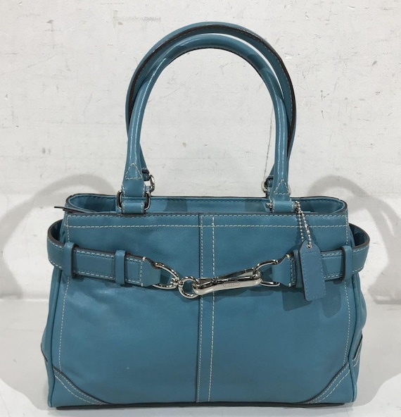 Coach Authentic Teal Leather Handbag - image 1