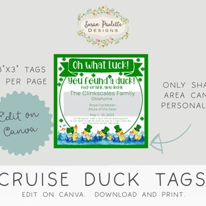 Cruising Duck Editable St. Patricks Day Tags Digital Download Tags for ...