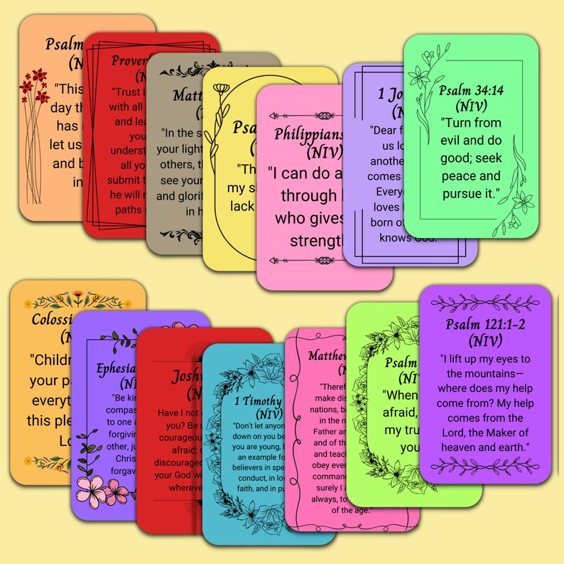 Printable Bible Verse Cards for Kids, Bible Study Tools, Memory Verse ...