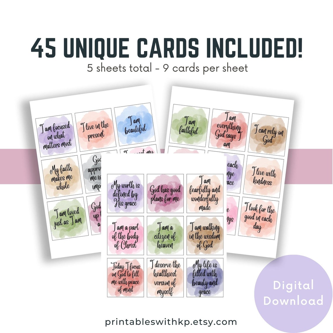 Christian Affirmation Cards Bible Affirmation Cards Printable Scripture ...