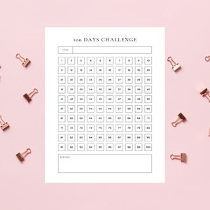 100 Days Challenge Printable PDF - Etsy