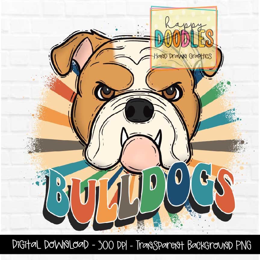 Bulldogs Preppy Mascot PNG Retro Colors Mascot School - Etsy