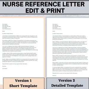 Letter of Recommendation Template for Nurses, Professional Reference ...