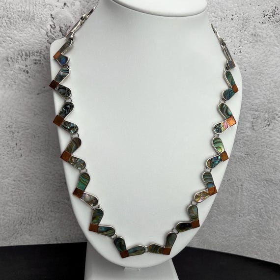 Unique Abalone, Copper, and 925 Sterling Silver E… - image 4