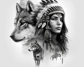 Native American Wolf Tattoos