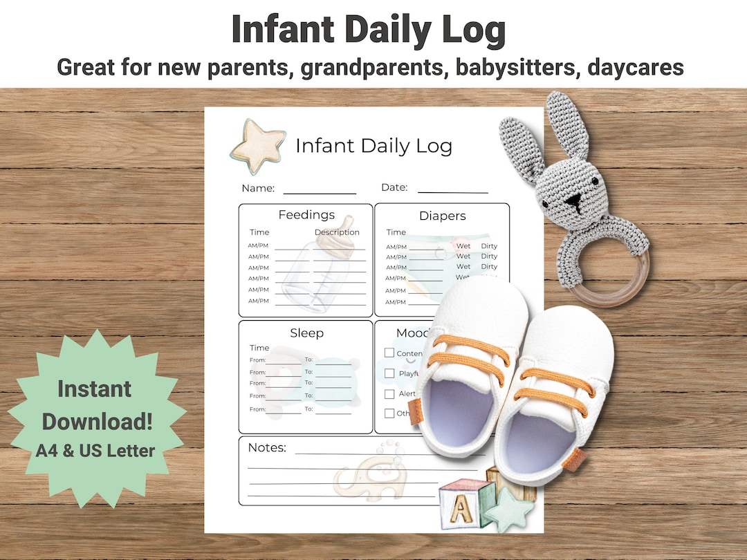 Infant Daily Report, Infant Daily Log, Baby Daily Log, Newborn Daily ...