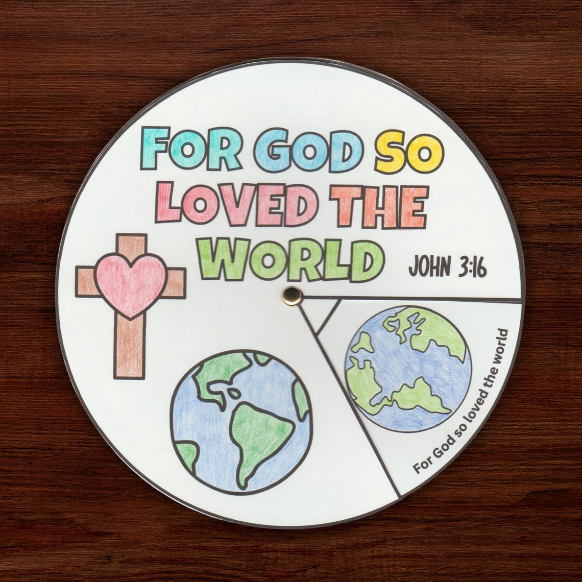 Sunday School Color Wheel John 3:16, Printable Bible Activity, Children ...