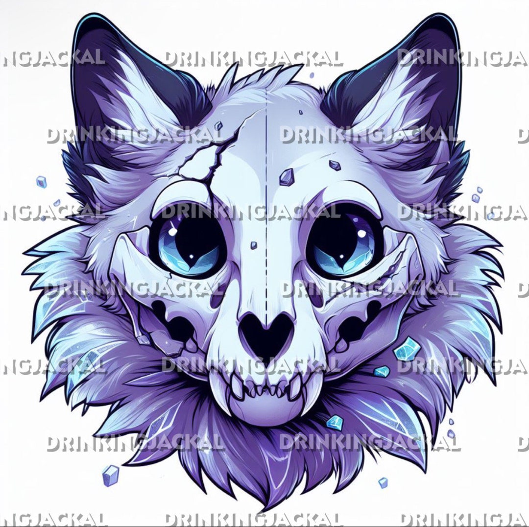 Skulldog Skullcat Furry Fursona Skullsona Skull Dopt With Vinyl Decal ...