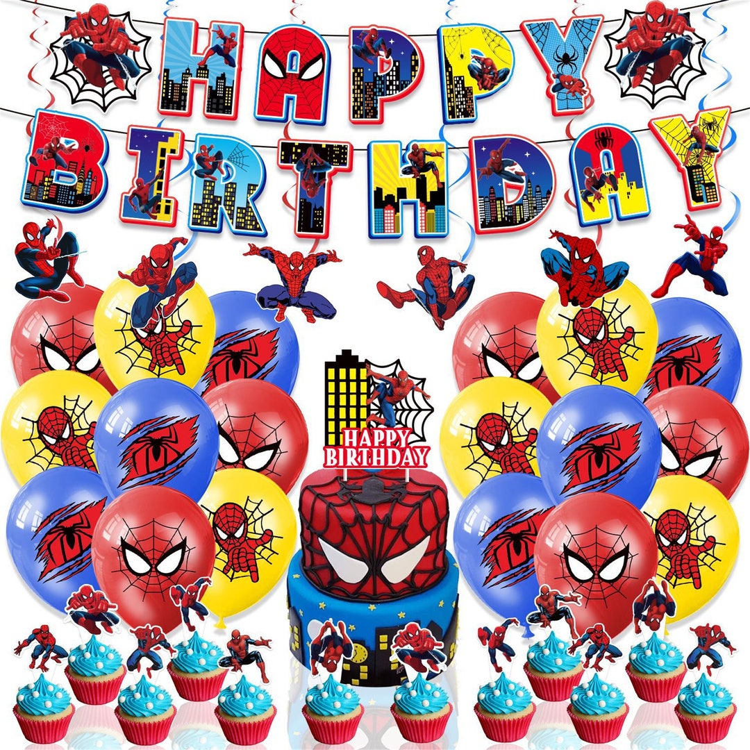 33/45pcs Spider man Theme Birthday Party Decoration Cartoon - Etsy