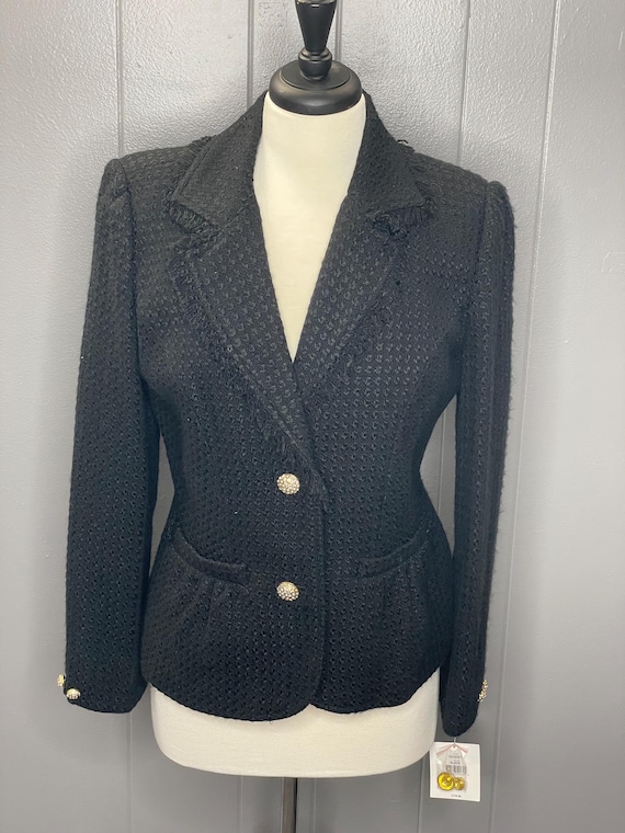 Andrea Viccaro black tweed blazer. Size 8.