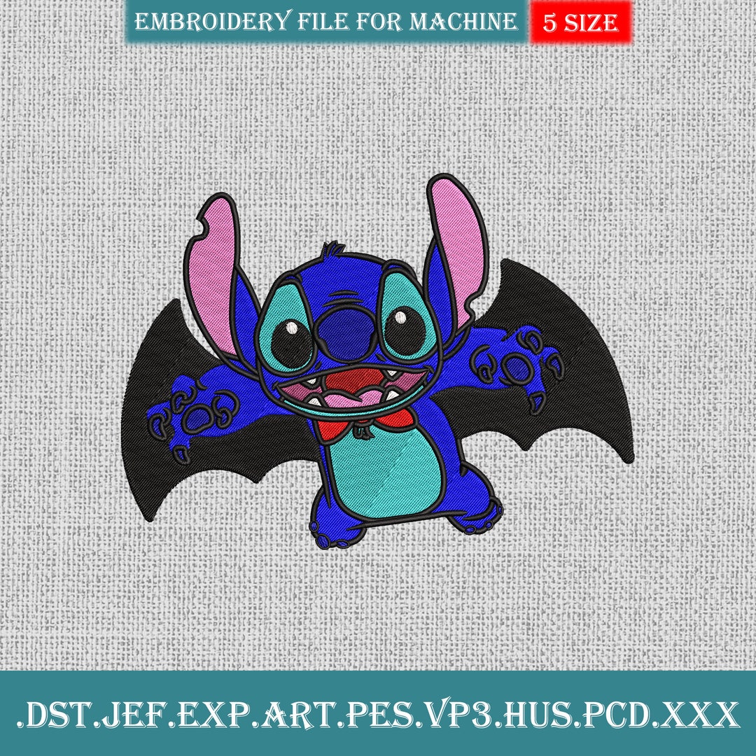 Stitch Retro Halloween Embroidery Design Bat Lilo and Stitch - Etsy