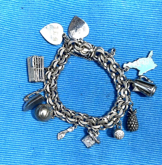 UNIQUE Estate 925 Sterling Silver Charm Bracelet - image 2