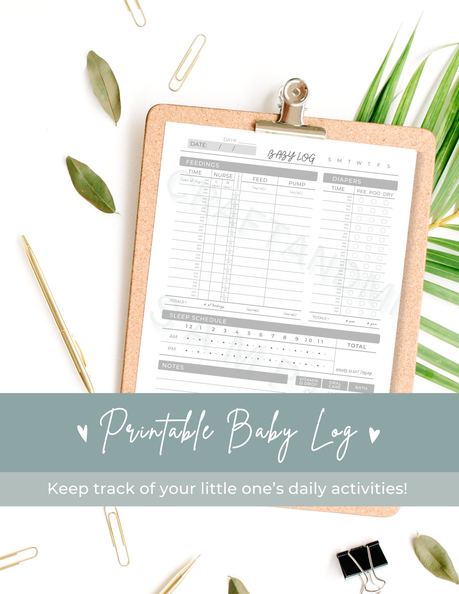 Printable Daily Baby Log Baby Tracking Log Book Newborn - Etsy