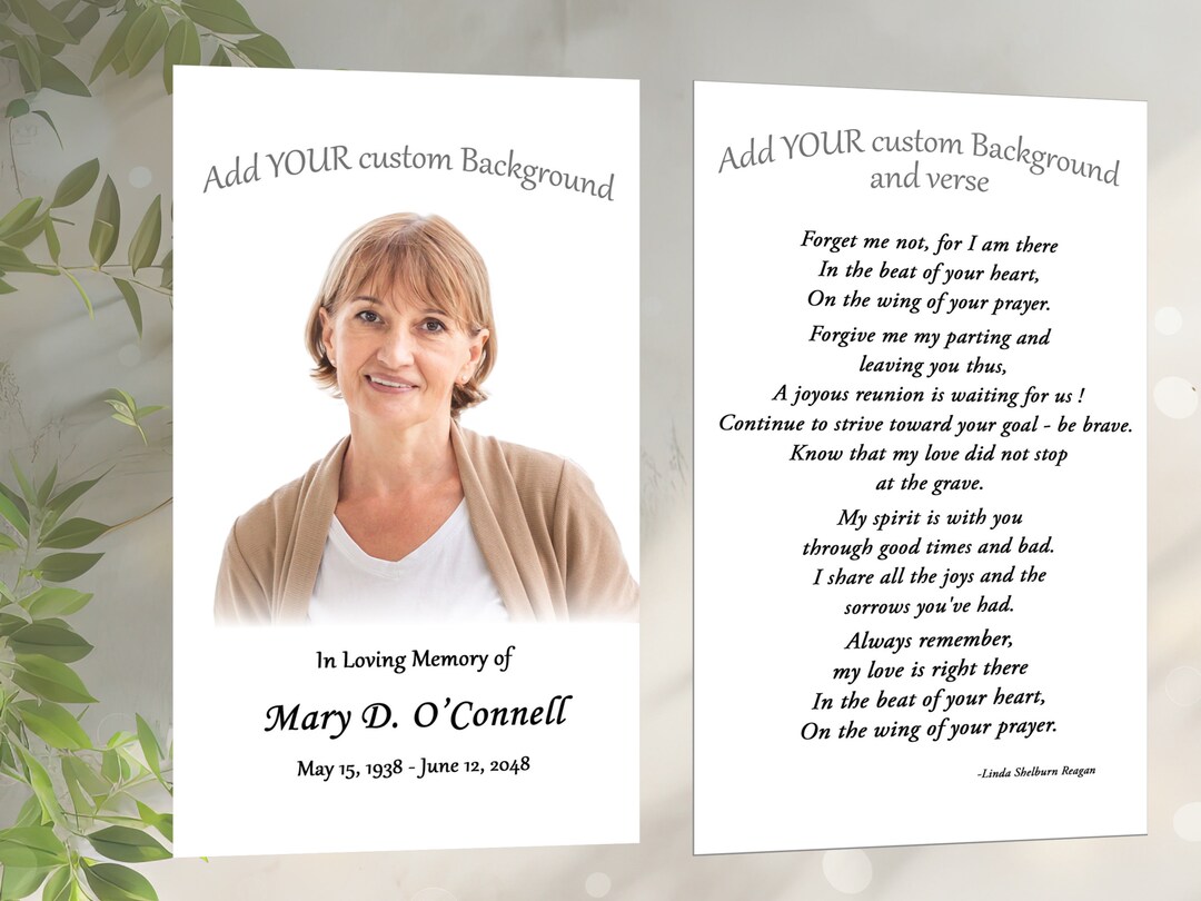 Custom Memorial Cards Laminated - Etsy