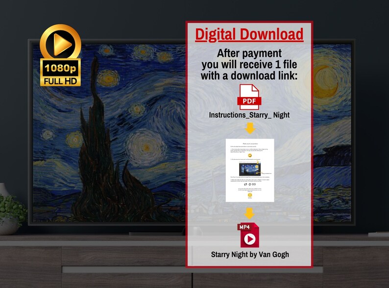 Animated Starry Night Background Ambiance Impressionist TV Art Frame ...