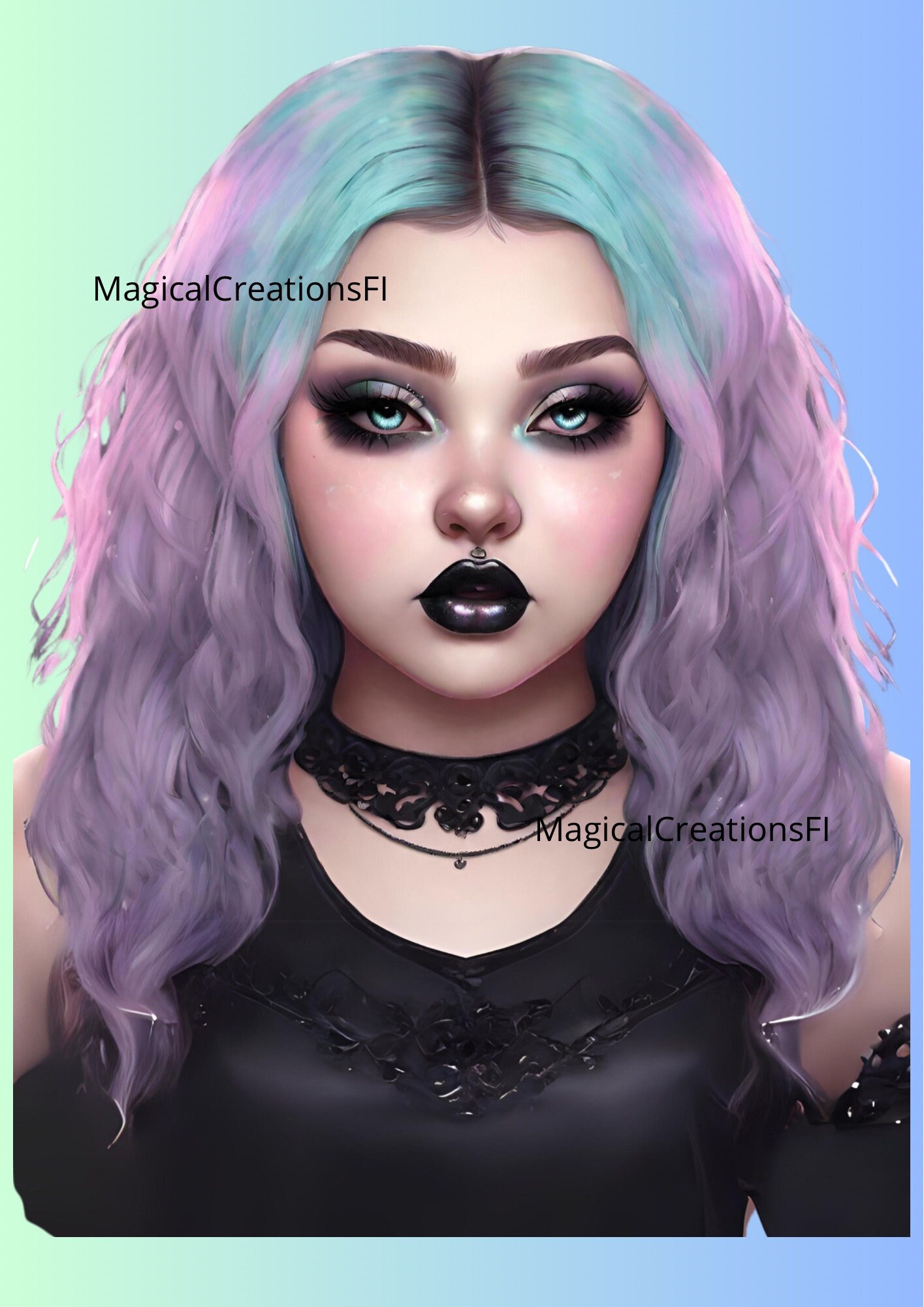 Pastel Goth Girl Clipart Plus Size Edition, 50 High Quality Pngs ...