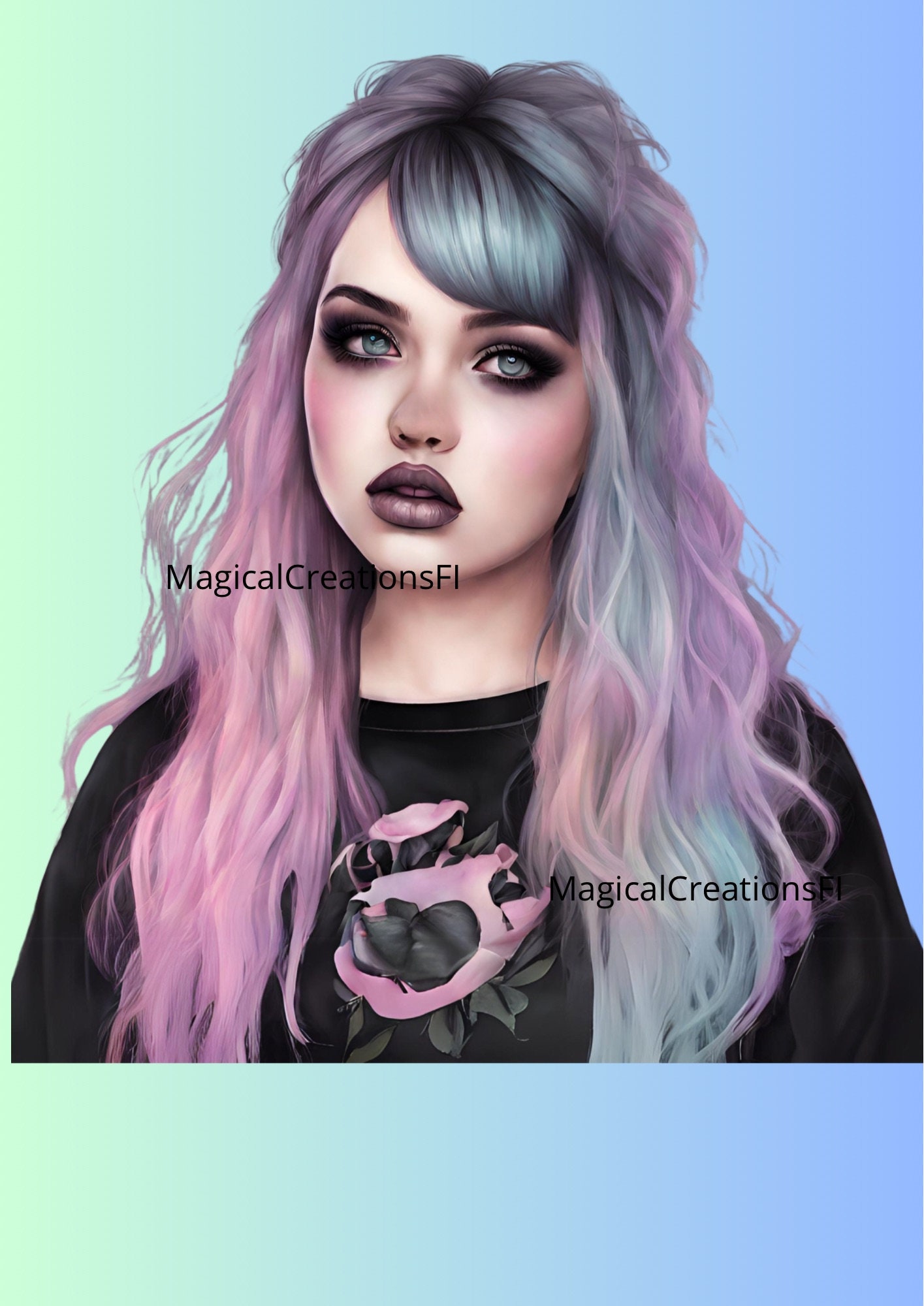 Pastel Goth Girl Clipart Plus Size Edition, 50 High Quality Pngs ...