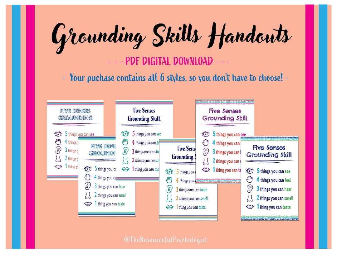 GROUNDING SKILLS Handouts Emotion Regulation Mindfulness - Etsy