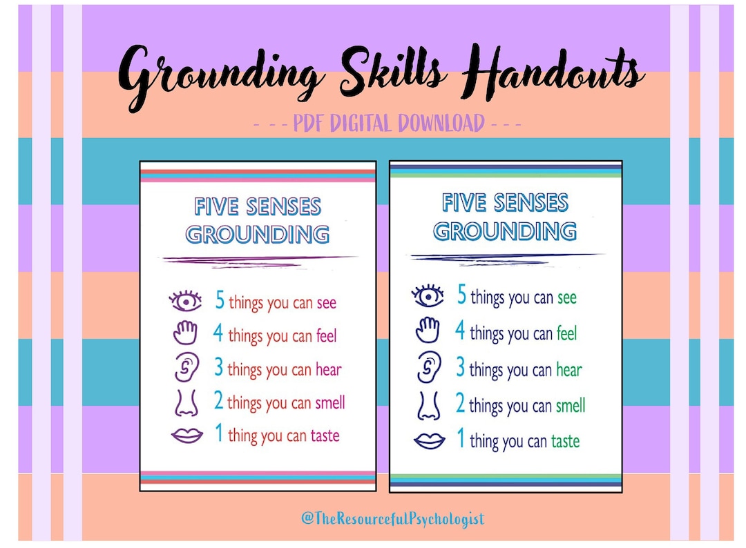 GROUNDING SKILLS Handouts Emotion Regulation Mindfulness - Etsy