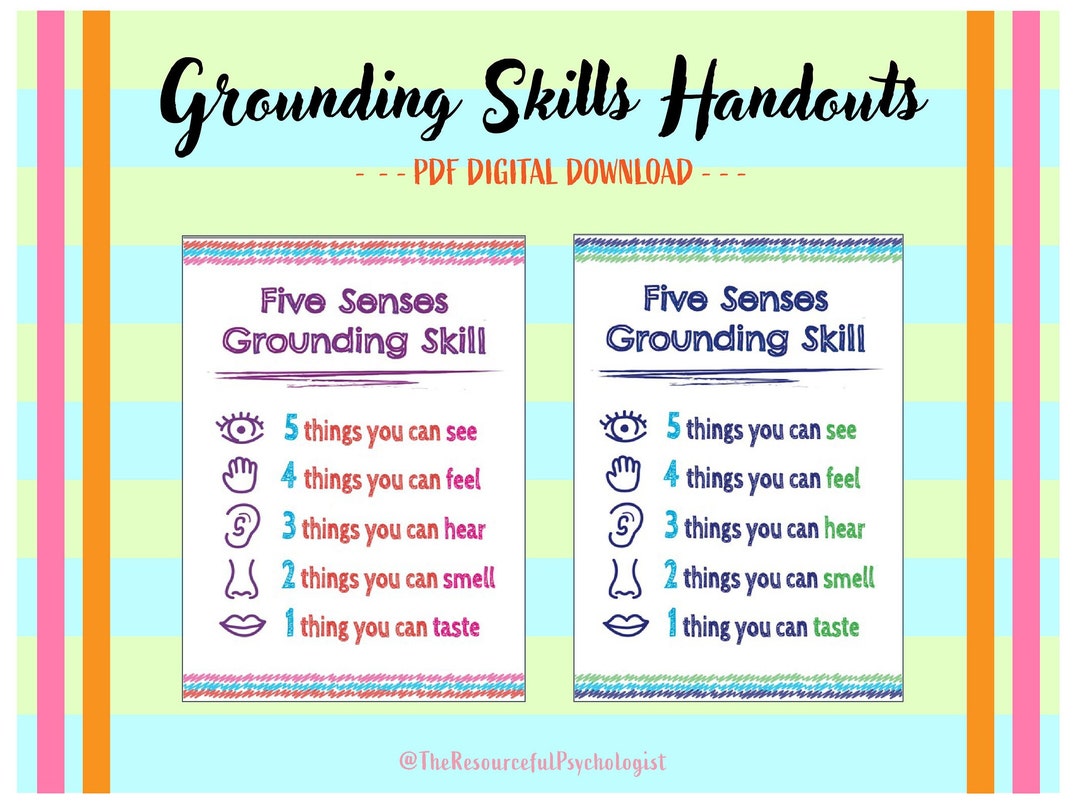 GROUNDING SKILLS Handouts Emotion Regulation Mindfulness - Etsy