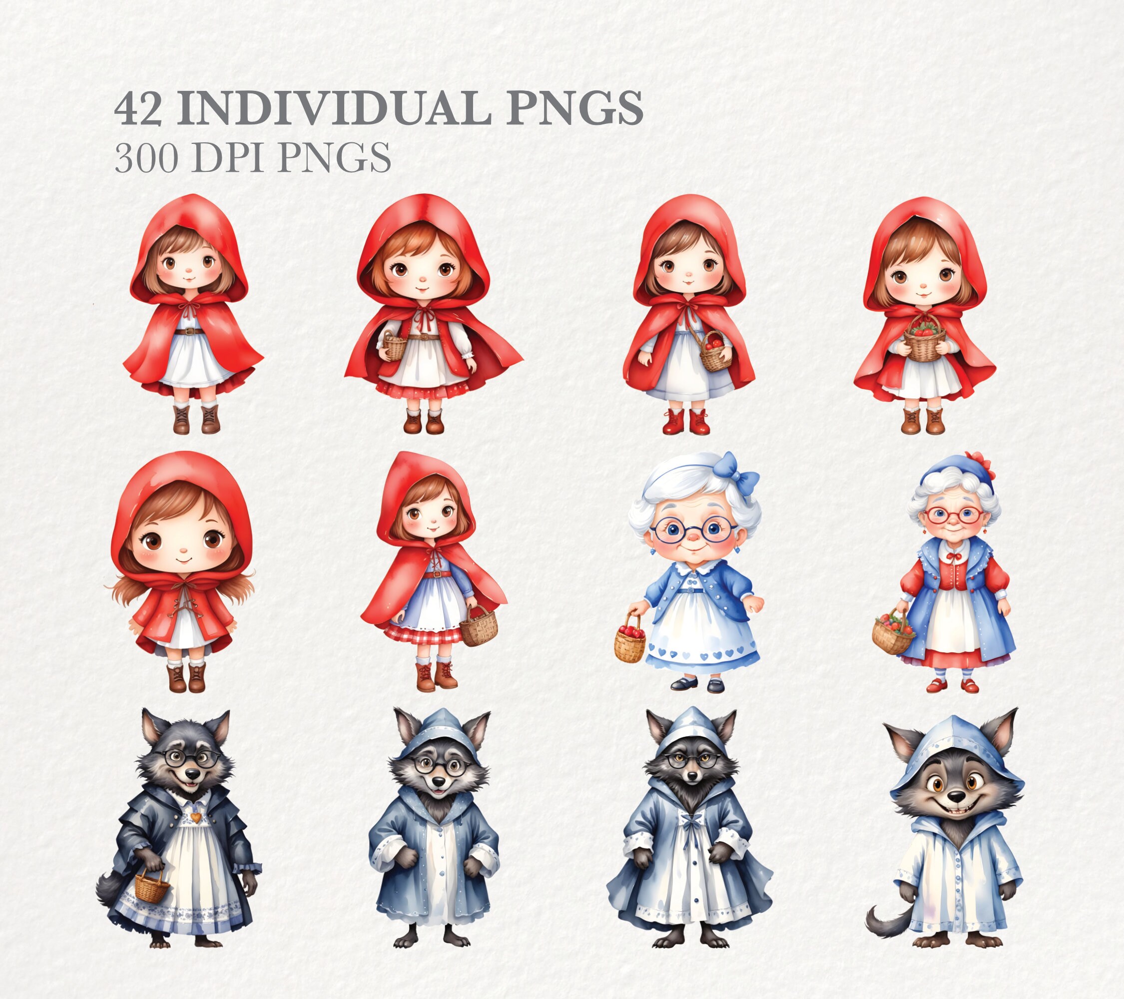 Little Red Riding Hood Clipart, Fairytale Clipart, Red Riding Hood ...