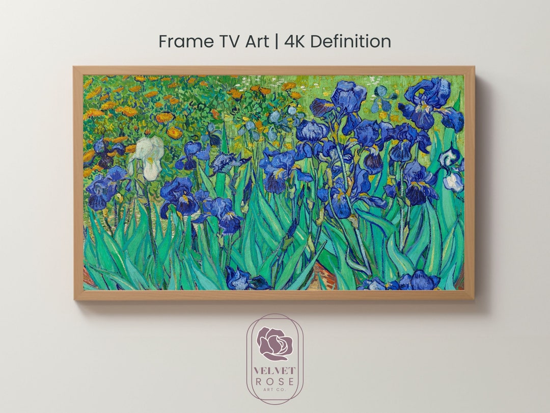 Van Gogh Frame TV Art, Blue Irises, Green Spring Summer Vintage ...