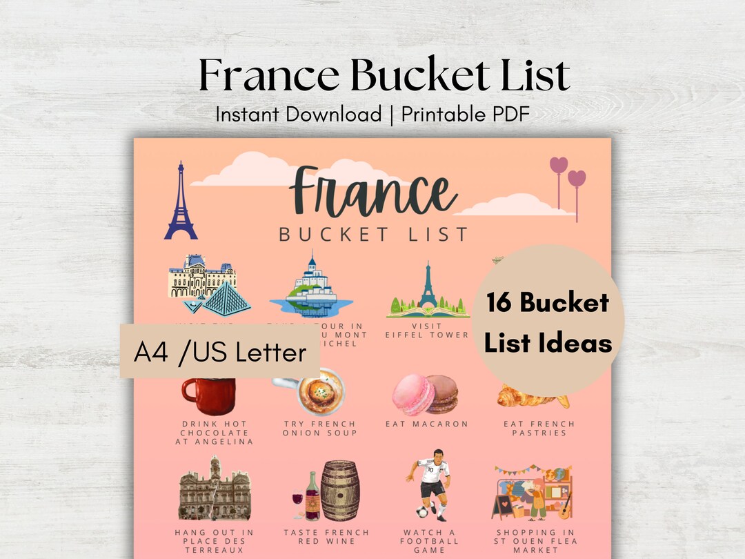 France Bucket List Printable Travel Planner Checklist Travel Bucket ...