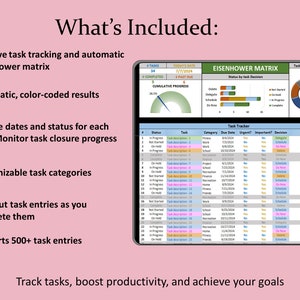 Eisenhower Matrix and Task Tracker, Excel to Do List Priority Template ... image.