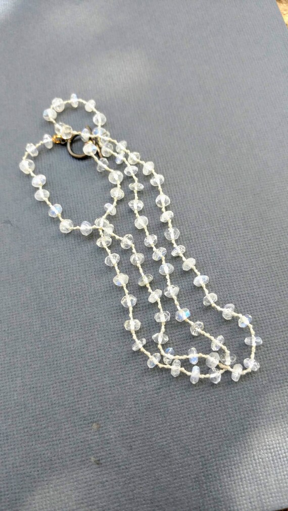 75 Moonstone Hand Knotted Moonstone Necklace Vint… - image 7