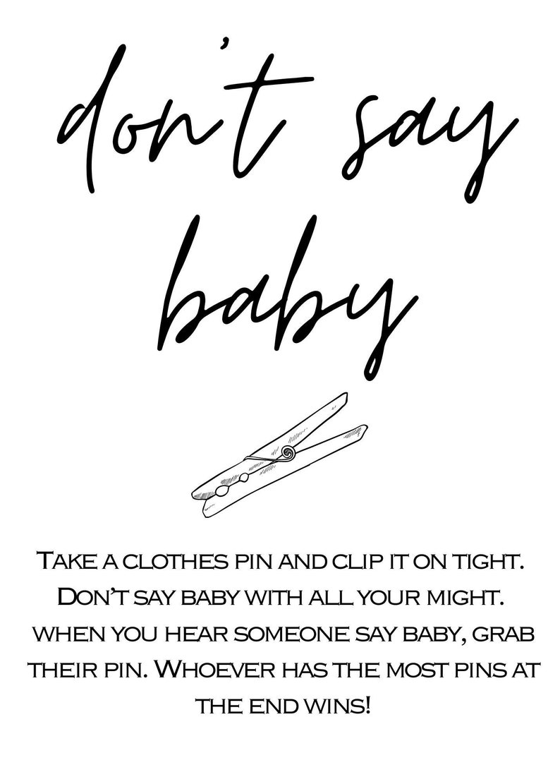 Don't Say Baby Printable Sign, Digital Download Game, Fast Setup ...