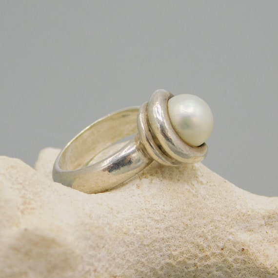 Sterling James Avery Pearl Ring, Retired James Av… - image 2