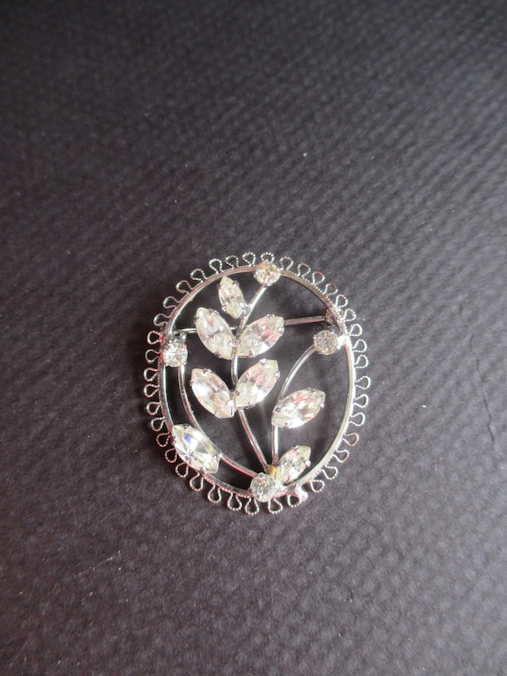 Sterling Silver Brooch Sterling Silver and Rhinest