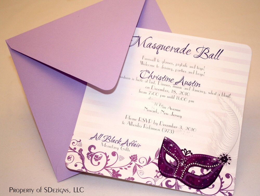 Masquerade Birthday Invitations | Etsy