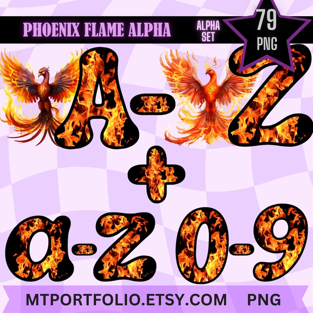 Fire Phoenix Alphabet PNG Individual Letters Clipart Digital Alphabet ...