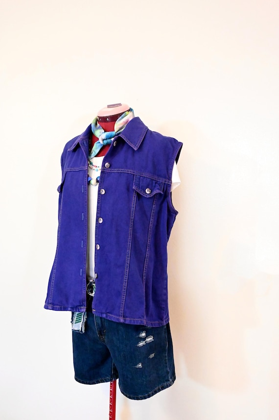 Violet Womens XL Denim VEST - Purple Solid Dyed Up