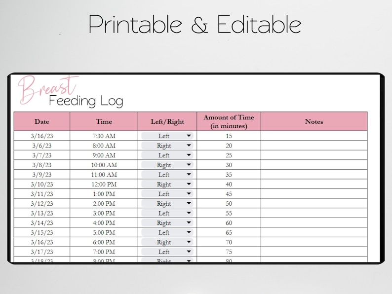 Breastfeeding Tracker Google Sheets Breast Feeding Planning - Etsy