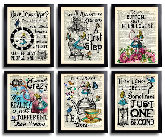 Alice in Wonderland Decor Set of 6 Prints Alice Quotes Alice ...