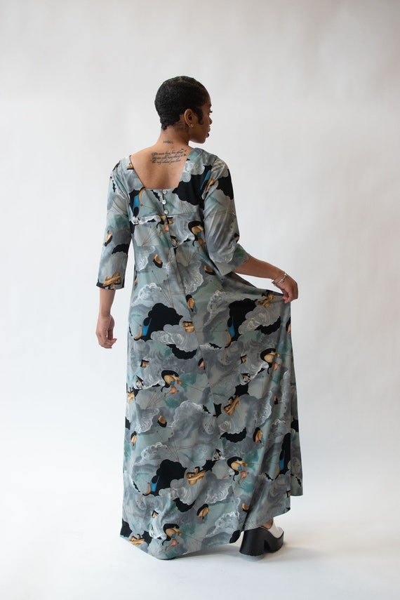 1970s Surrealist Print Dress - image 3