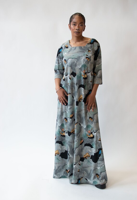 1970s Surrealist Print Dress - image 4