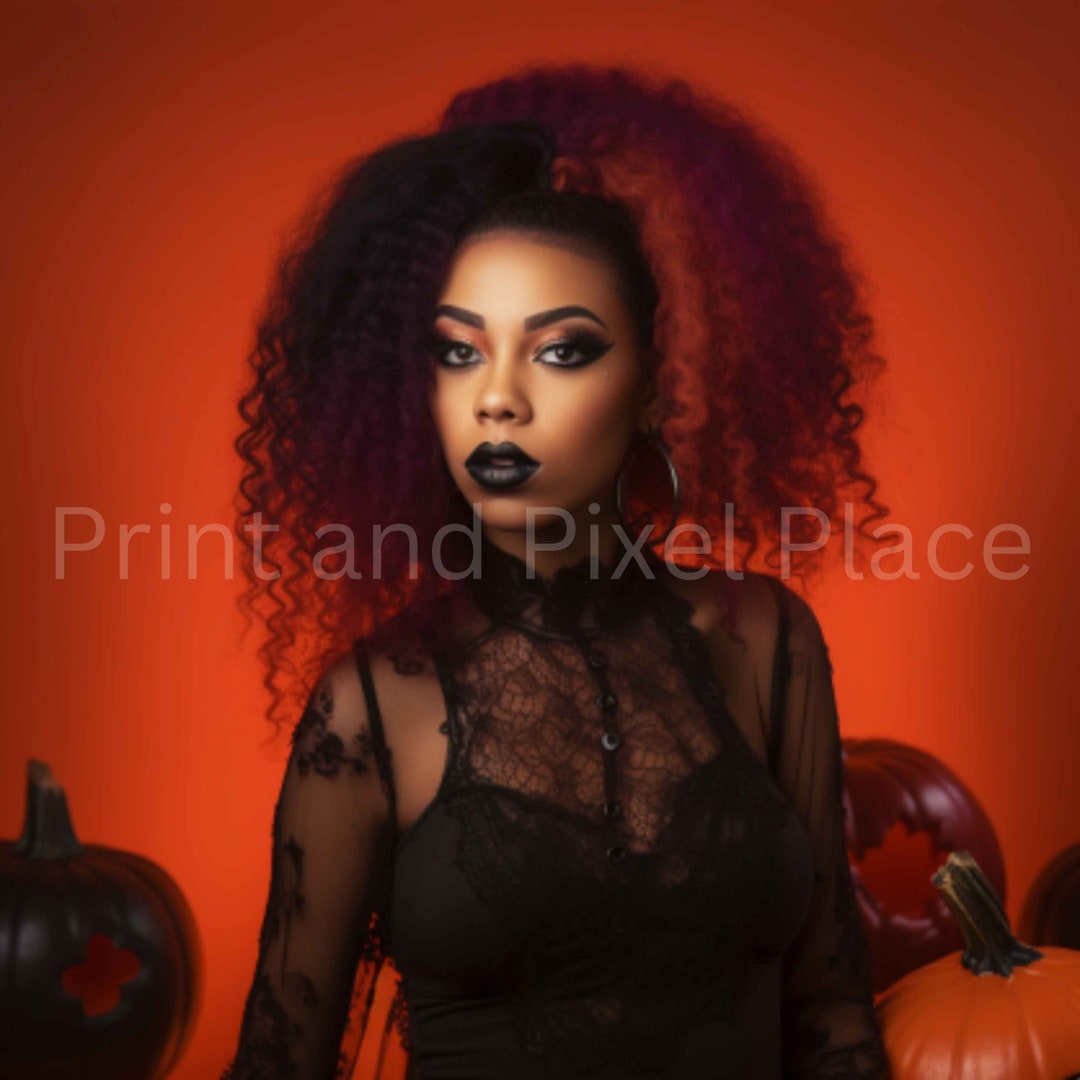 Goth Girl, African American Goth Girl Halloween, Black Witch, Clipart ...