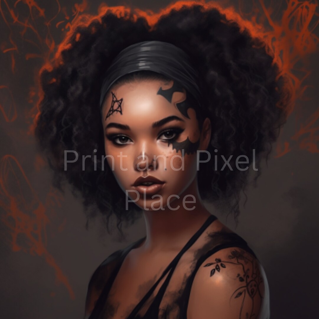 Goth Girl African American Goth Girl Halloween Black Witch - Etsy