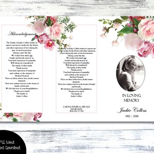 17x11 Tri Fold Printable Memorial Program Printable Funeral Program ...