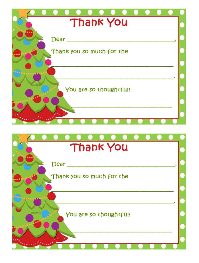 Christmas Thank You Notes Printable - Printable Word Searches