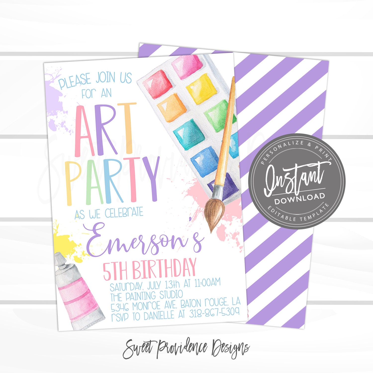 Art Party Invitations Girls