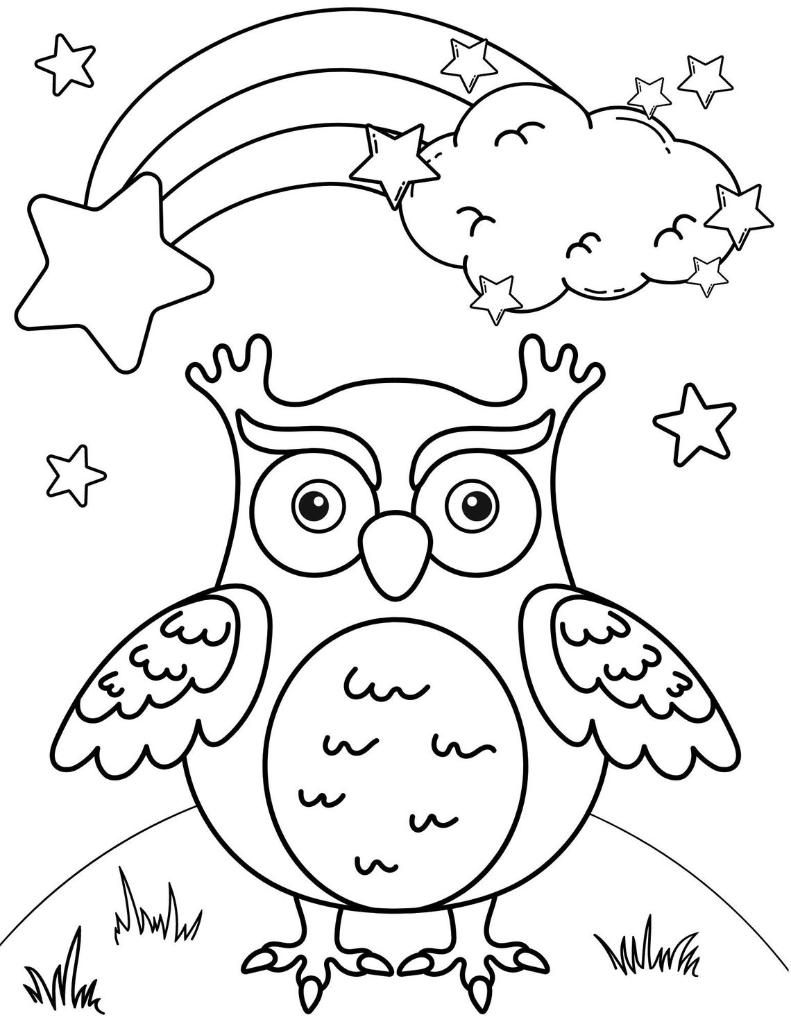 Owl Coloring Pages Owl PDF Coloring Owl Printables Owl - Etsy