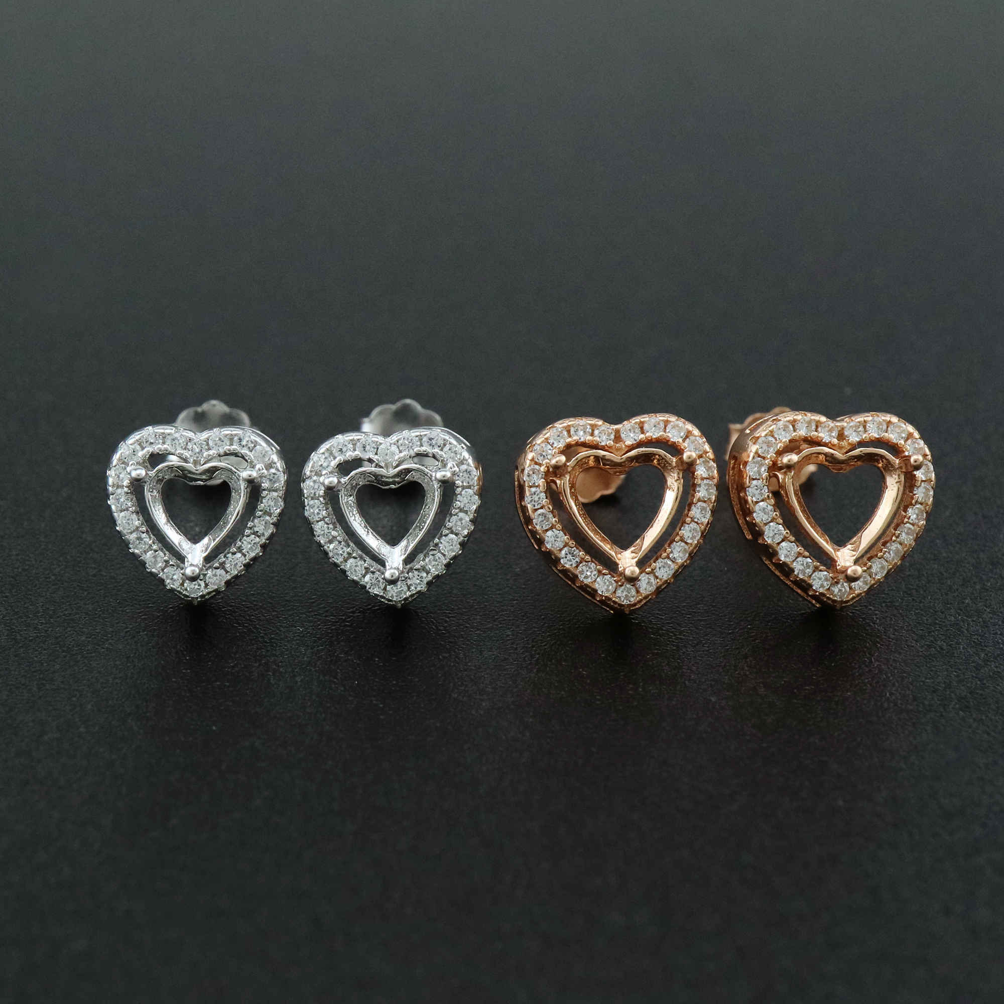 1pair 5-6MM Rose Gold Plated Solid 925 Sterling Silver Heart | Etsy