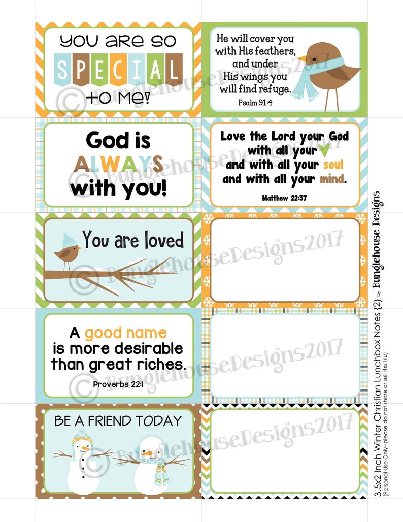 Winter Lunch Box Notes Christian Scripture Lunch Box Notes - Etsy Hong Kong